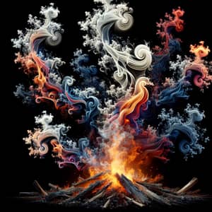 Campfire Smoke Transforms into Colorful Geometric Fractal