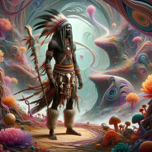 Realistic Shaman in Vibrant DMT World