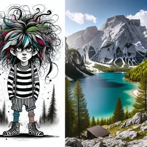 Beetlejuice Contemplates Nature | Mountain Lake Landscape