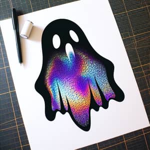 Black and White Ghost Stencil with Holographic Interior