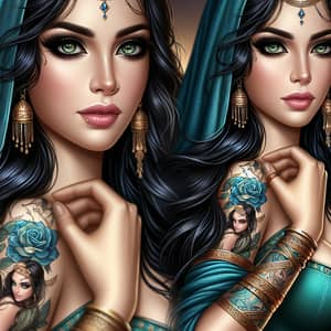 Middle Eastern Princess Tattooed Beauty | Stunning Jasmine Art