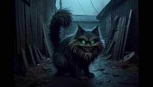 Evil Cat with Sinister Green Eyes | Mysterious Feline