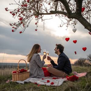 Romantic Valentine's Day Picnic with Champagne