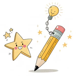 Fun Star Charm Pencil with Sparkling Bulb