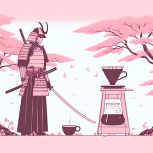 Minimalist Samurai with V60 Coffee Maker Art