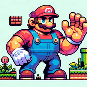 Iconic Video Game Plumber Plancando Pose