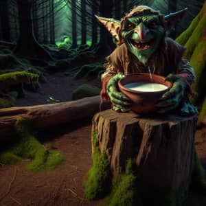 Enchanting Wilderness: Sneaky Hobgoblin Drinking Milk