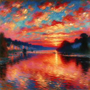 Stunning Sunset Impressionism Art Piece