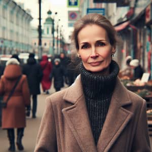 40-Year-Old Russian Woman Enjoying City Life