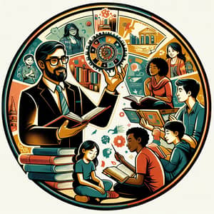 Program Reading on Wheels: Illustrated Logo for Educational Journey