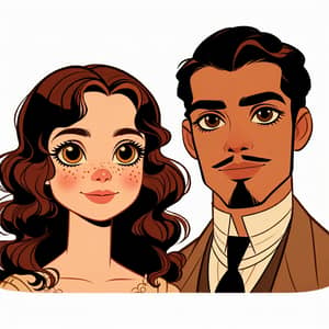 Vintage Fairytale Animation Style Couple Illustration