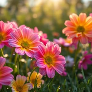 Joyful Vibrant Flowers in Full Bloom