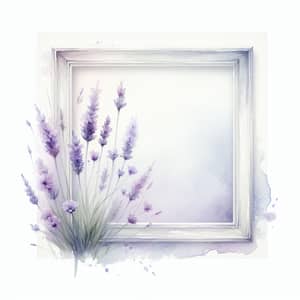 Watercolor Lavender Frame Art on White Background