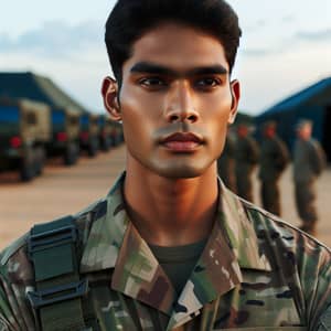 South Asian Male Soldier in Military Camouflage | Determination and Resilience