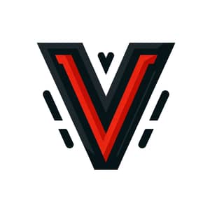 V Logo Design in Black and Red Colors