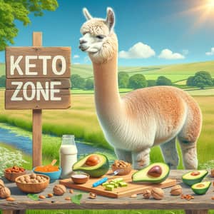 Alpaca on Keto Diet in Idyllic Countryside Setting