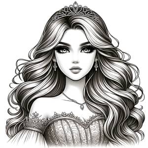 Majestic Princess with Elegant Ballgown and Lush Lashes