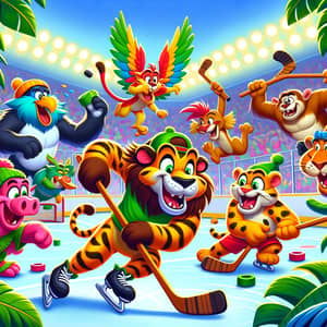 Whimsical Jungle Animals Hockey Game