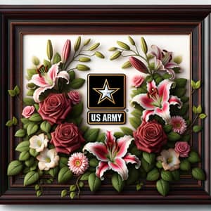 Elegant Floral Picture Frame with US Army Emblem