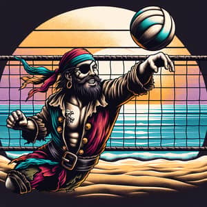 Pirate Beach Volleyball T-Shirt Design