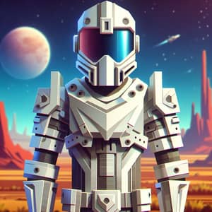 Futuristic Soldier Cartoon | White Armor Character Design