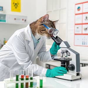 Cat Performing Immunocytochemistry Analysis