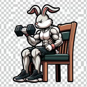 Muscular Cartoon Rabbit in Workout Gear