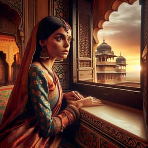 Indian Princess Awaiting Her Lover in Historic Setting