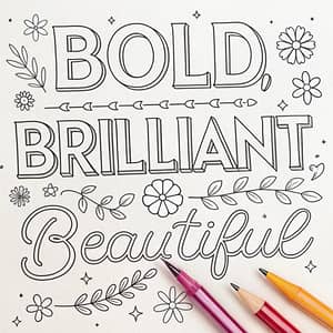 Bold, Brilliant, Beautiful Coloring Page