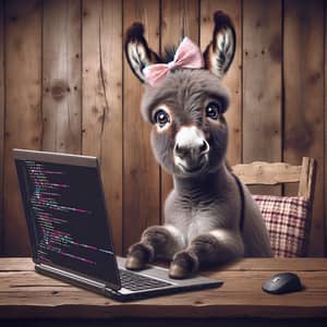 Grey Donkey Hacking in a Rustic Hut | Unique Image