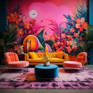 Vibrant Mural Art Decor in Bright Palette