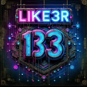 1337 Neon Artwork: Modern Digital Design on Grungy Wall