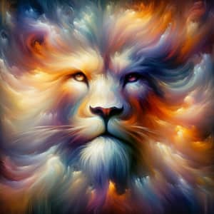 Fierce Lion Portrait: Bold Colors & Digital Fantasy Art