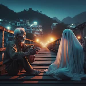 Ghost Story on a Bridge in Vietnam at Night