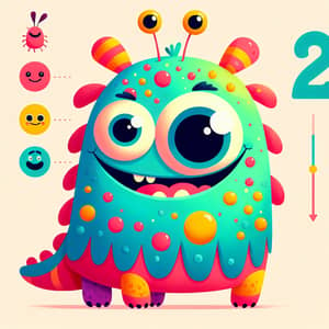 Fun & Friendly Cartoon Monster for Grade 2 Students