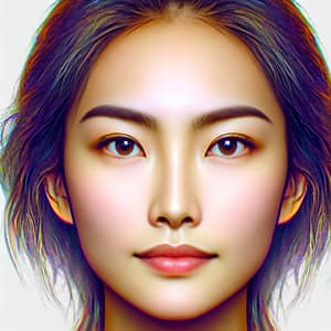 Vibrant Asian Woman Headshot without Eyebrows