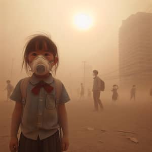Child in PM2.5 Dust Environment