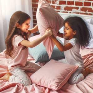 Playful Pillow Fight: Joyful Childhood Moments