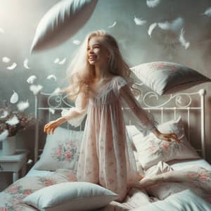 Dreamy Young Girl in a Fairytale Scene