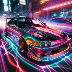 Tuned Honda Integra DC2 Type R | Vibrant Neon Glow at Night