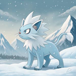 Feline Ice Pokémon with White Mane and Eyes