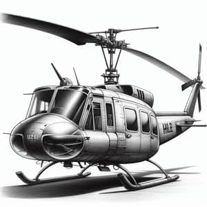 Detailed Pencil Sketch of Hiller UH-12 Helicopter