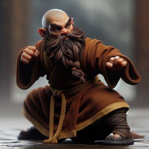 Fierce Female Dwarf Monk in Combat Pose