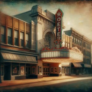 Vintage Movie Theater Oil Painting - Nostalgic Golden Age Cinema Art