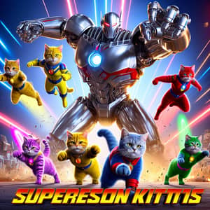 Superhero Cats vs Giant Robot Battle: Epic Showdown