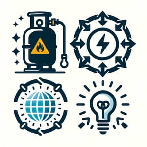 Printable Energy Logo Design with Gas Cylinder, Solar Energy, and Bulb