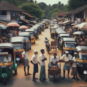 Bustling Taxi Hub in Weligama, Sri Lanka | Local Transportation Scene