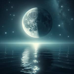 Tranquil Nocturnal Scene with Moon and Stars