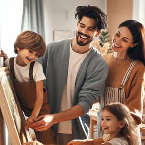 Happy European Family Decorating Room Together