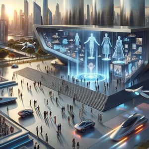 Futuristic Museum - Interactive Exhibits in a Modern Cityscape